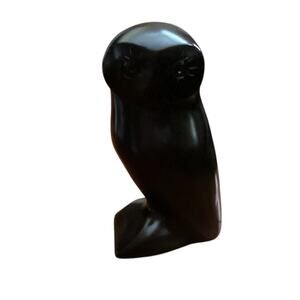 Pearlite Black Owl Bird Statue by Towncraft Vintage